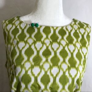 Tribal Dress geometric sleeveless green work dress